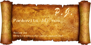 Pankovits János névjegykártya