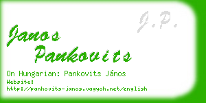 janos pankovits business card